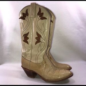 Dan Post Cream Leaf Riding Boots Women's 7C